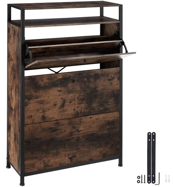 Tectake Botník - Industriální dřevo tmavé, rustikální, 81 cm