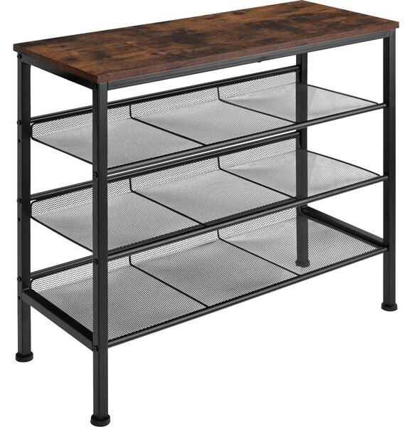 Tectake Botník Wolverhampton 75,5x30,5x69,5cm - Industriální dřevo tmavé, rustikální