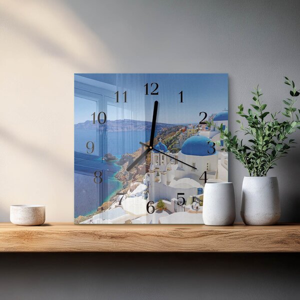 Skleněné hodiny na stěnu Santorini zskc-30x30-00175940