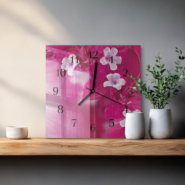 Skleněné hodiny na stěnu Květiny zskc-30x30-00175952