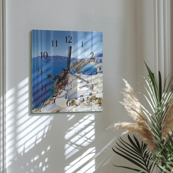 Skleněné hodiny na stěnu Santorini zskc-30x30-00175940