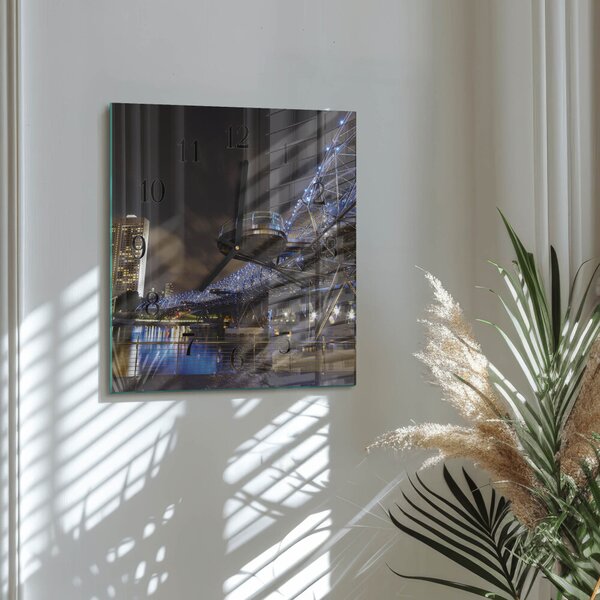 Skleněné hodiny na stěnu Noc zskc-30x30-00176006