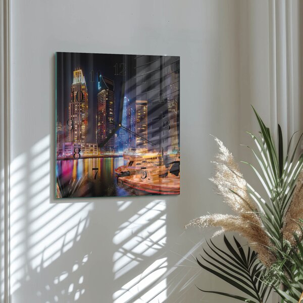 Skleněné hodiny na stěnu Horizont zskc-30x30-00175964