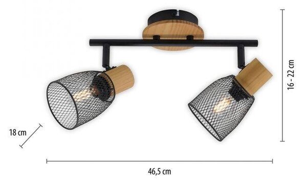 LD 15192-79 TAMIS Stropní svítidlo dřevo / kov E14 patice spot bodové svítidlo - LEUCHTEN DIREKT / JUST LIGHT
