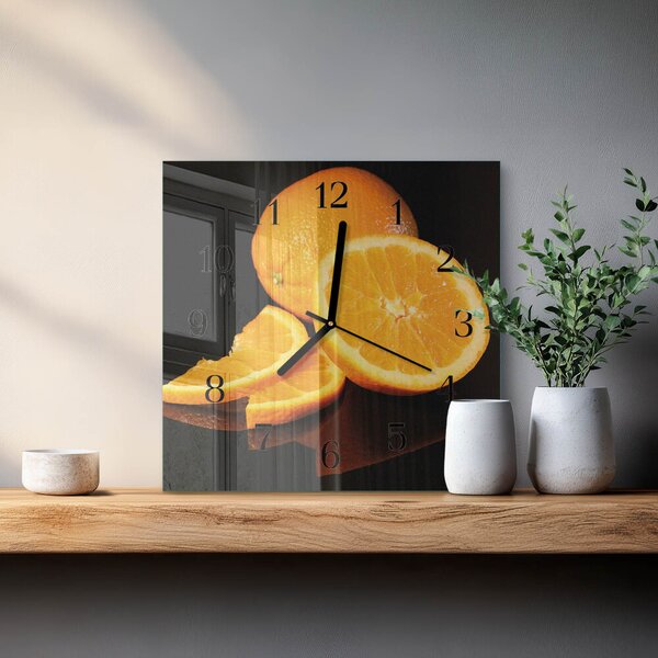 Skleněné hodiny na stěnu Pomeranče zskc-30x30-00176023