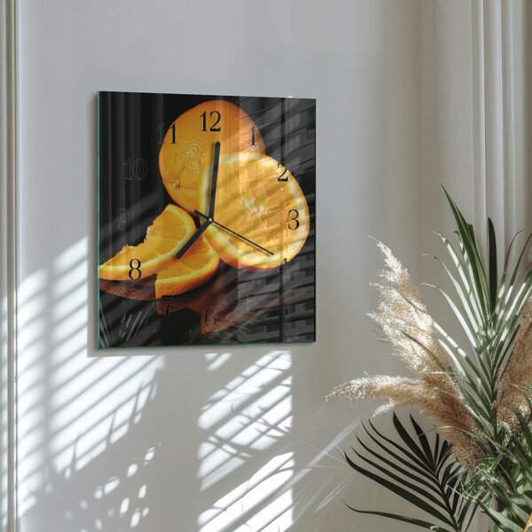 Skleněné hodiny na stěnu Pomeranče zskc-30x30-00176023