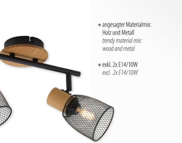 LD 15192-79 TAMIS Stropní svítidlo dřevo / kov E14 patice spot bodové svítidlo - LEUCHTEN DIREKT / JUST LIGHT
