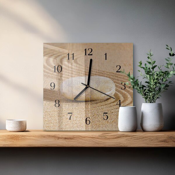 Skleněné hodiny na stěnu Kamenný písek zskc-30x30-00176050