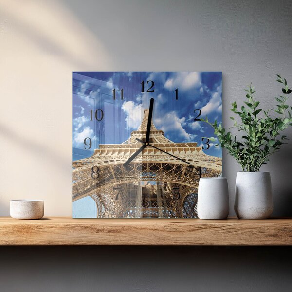 Skleněné hodiny na stěnu Eiffelova věž zskc-30x30-00176056