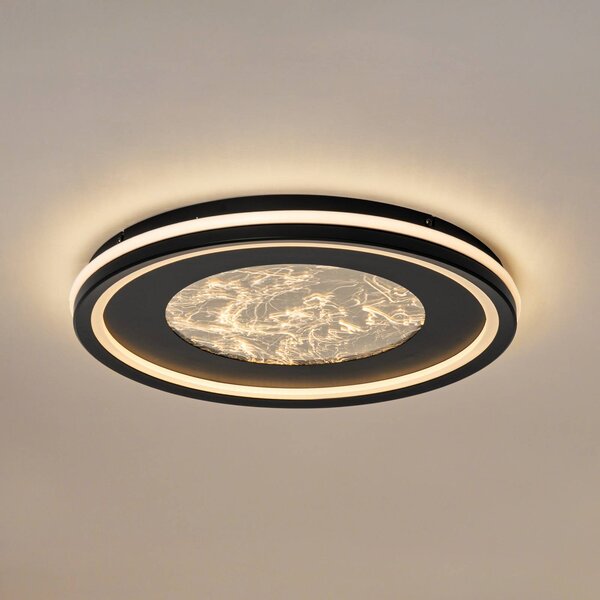 Lucande LED stropní svítidlo Tillian, černá/zlatá, 50 cm, stmívatelné, stmívatelný, Černá, Obývací pokoj / jídelna, kov, Moderní