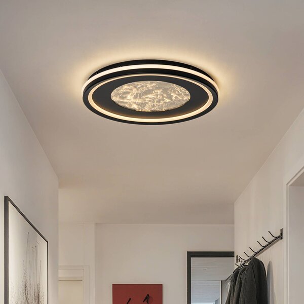 Lucande LED stropní svítidlo Tillian, černá/zlatá, 50 cm, stmívatelné, stmívatelný, Černá, Obývací pokoj / jídelna, kov, Moderní