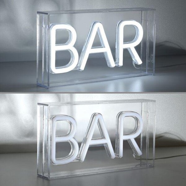 LD 85026-16 NEON-BAR LED nástěnné svítidlo bílé nápis BAR, USB, dekorační šňůrový vypínač - LEUCHTEN DIREKT / JUST LIGHT
