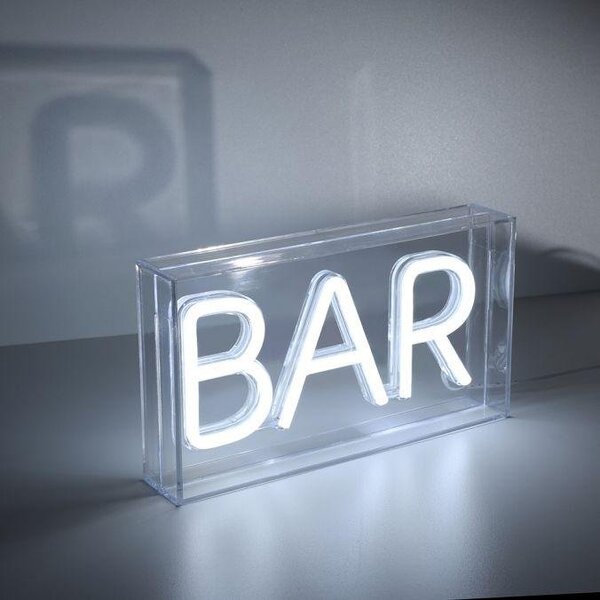 LD 85026-16 NEON-BAR LED nástěnné svítidlo bílé nápis BAR, USB, dekorační šňůrový vypínač - LEUCHTEN DIREKT / JUST LIGHT