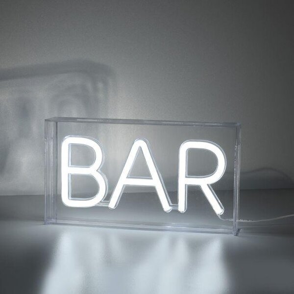 LD 85026-16 NEON-BAR LED nástěnné svítidlo bílé nápis BAR, USB, dekorační šňůrový vypínač - LEUCHTEN DIREKT / JUST LIGHT