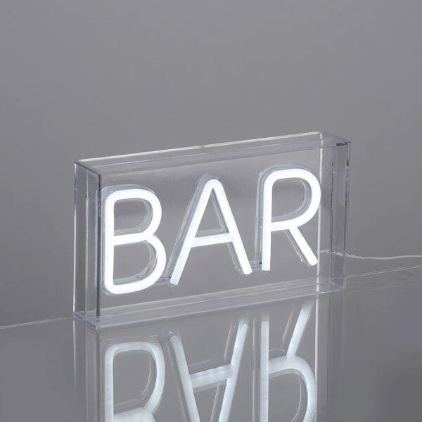 LD 85026-16 NEON-BAR LED nástěnné svítidlo bílé nápis BAR, USB, dekorační šňůrový vypínač - LEUCHTEN DIREKT / JUST LIGHT