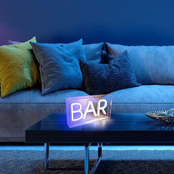 LD 85026-16 NEON-BAR LED nástěnné svítidlo bílé nápis BAR, USB, dekorační šňůrový vypínač - LEUCHTEN DIREKT / JUST LIGHT