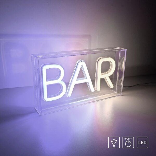 LD 85026-16 NEON-BAR LED nástěnné svítidlo bílé nápis BAR, USB, dekorační šňůrový vypínač - LEUCHTEN DIREKT / JUST LIGHT