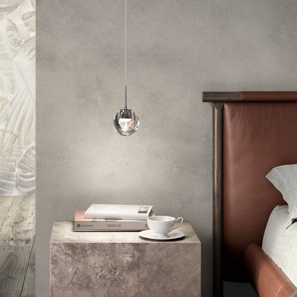 Kdln LED závěsné světlo Dew, chromové, 1 žárovka, Ø 11 cm, stmívatelný, Chrom / stříbro, Kuchyň, Sklo, Design