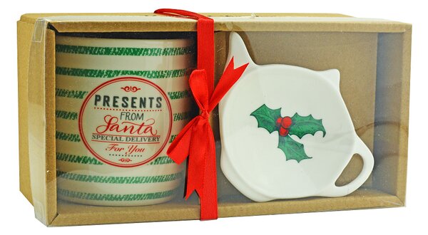 Excellent Houseware Dárková krabička na hrnek s vánočním motivem - Zelený