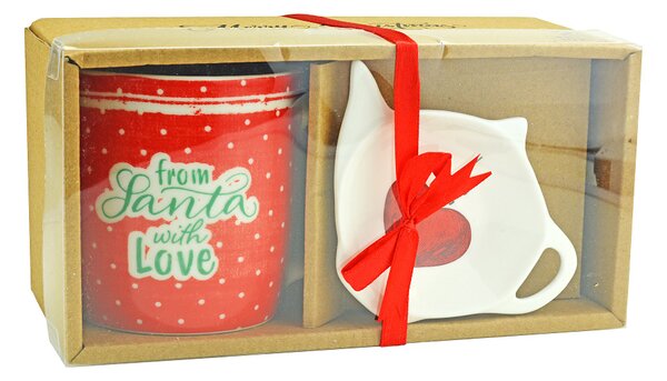 Excellent Houseware Dárková krabička na hrnek s vánočním motivem - Červený