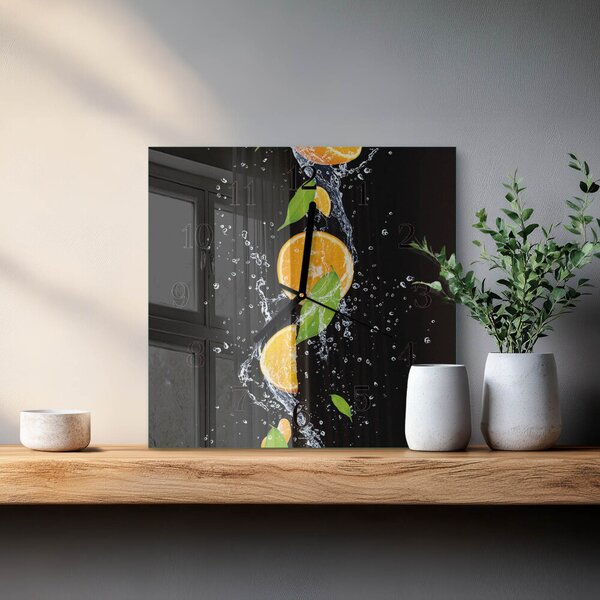 Skleněné hodiny na stěnu Pomeranče zskc-30x30-00176088