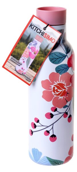 Nerezová termoska se stop ventilem KITCHISIMO 480ml růžová