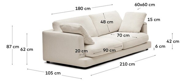 Krémová pohovka 210 cm Gala – Kave Home