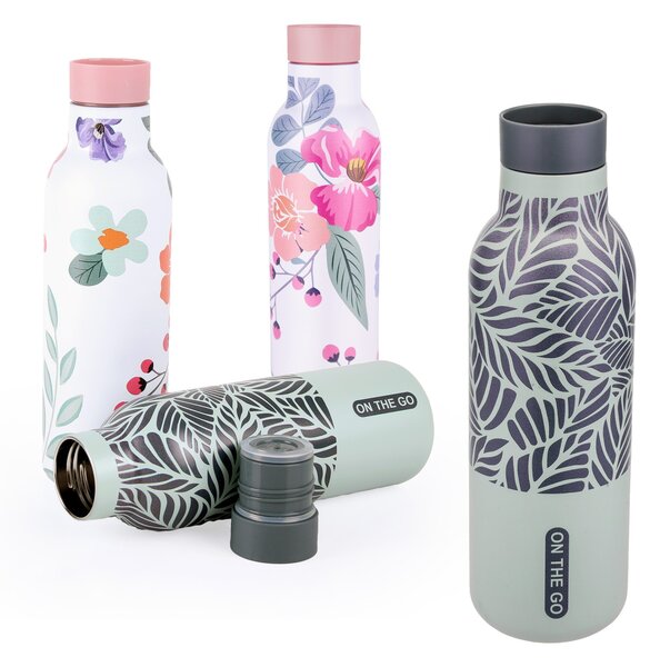 Nerezová termoska se stop ventilem KITCHISIMO 480ml šedá