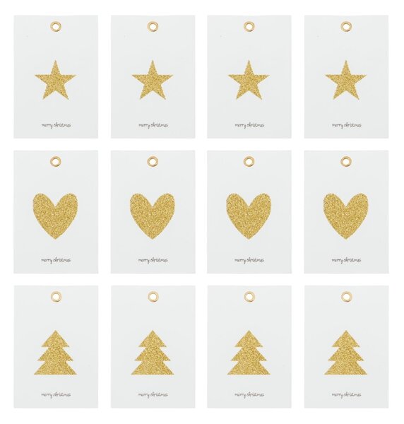 Papírové štítky na dárky Glitr Golden – set 12 ks