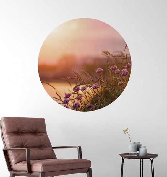 FUGU Dekorace na zeď přemístitelný eko kruh - květy v obilí Rozměr: Malý kruh 41 cm