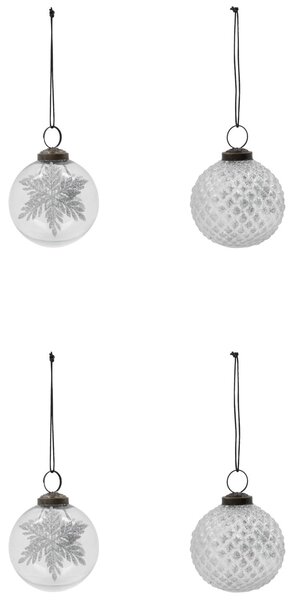 Vánoční ozdoba Snowi Clear Silver – set 4 ks
