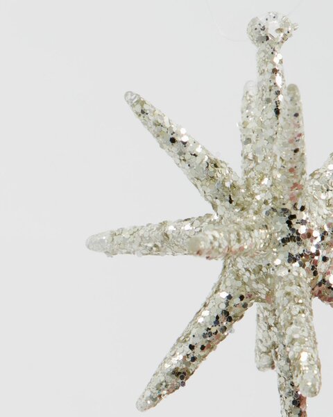 Vánoční ozdoba Spike Small Silver Glitter – set 4 ks