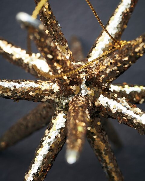 Vánoční ozdoba Spike Large Brown Glitter – set 4 ks