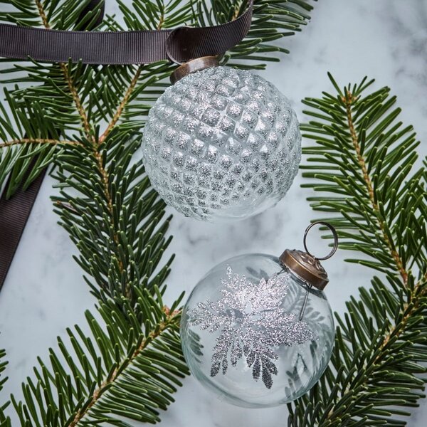 Vánoční ozdoba Snowi Clear Silver – set 4 ks