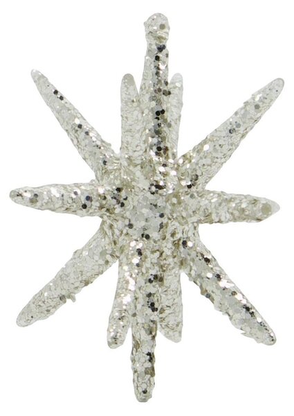 Vánoční ozdoba Spike Small Silver Glitter – set 4 ks