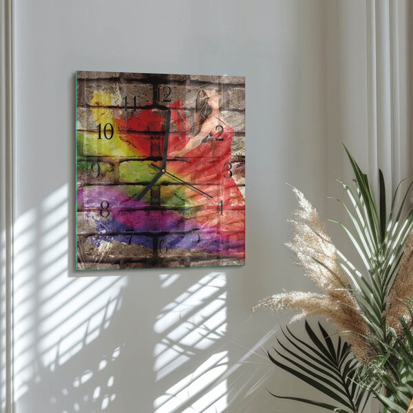 Skleněné hodiny na stěnu Cihlový zskc-30x30-00176127
