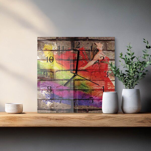 Skleněné hodiny na stěnu Cihlový zskc-30x30-00176127