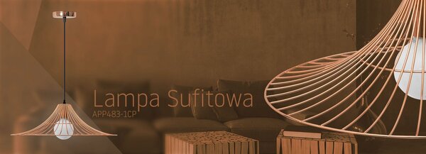 Toolight - Stropní závěsná lampa 1xE27 APP483-1CP, růžové zlato, OSW-00907
