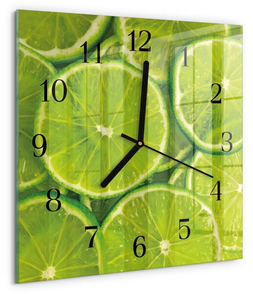 Skleněné hodiny na stěnu Uhličitan vápenatý zskc-30x30-00176139