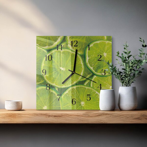 Skleněné hodiny na stěnu Uhličitan vápenatý zskc-30x30-00176139