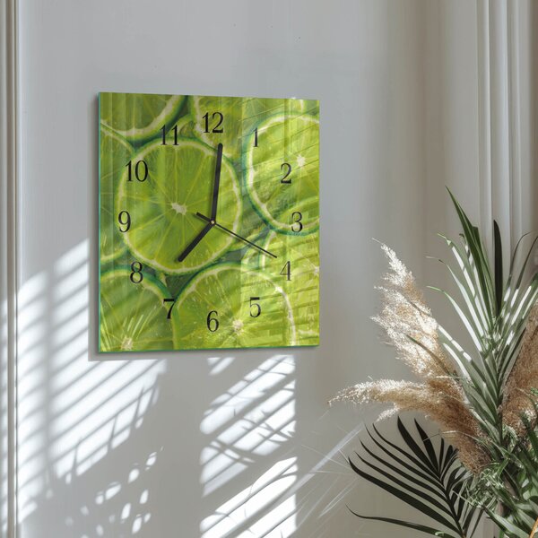 Skleněné hodiny na stěnu Uhličitan vápenatý zskc-30x30-00176139
