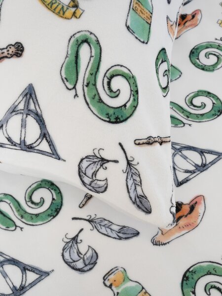 MK Lůžkoviny Mikroplyšové povlečení Harry Potter - Zmijozel bílé 140 × 200 cm, 70 x 90 cm