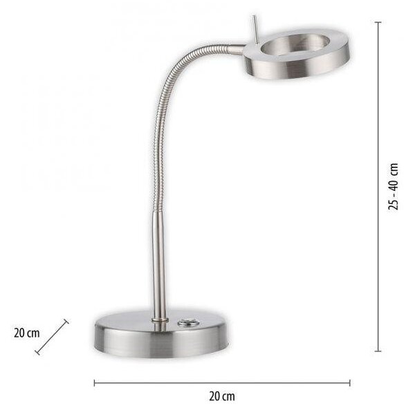 Paul Neuhaus Stolní LED lampa HENSKO 5,5W, v. 40 cm, 3000K stmívatelná