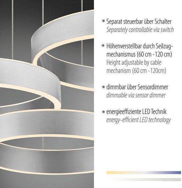 Paul Neuhaus Závěsné LED svítidlo SCULLI, 60W, d. 110 cm, CCT 2700-5000K