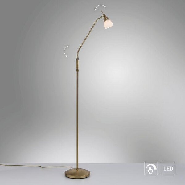 Paul Neuhaus Stojací LED lampa PINO, 3W, v. 163 cm, 3000K stmívatelná, dotykový stmívač Barva: Retro mosaz