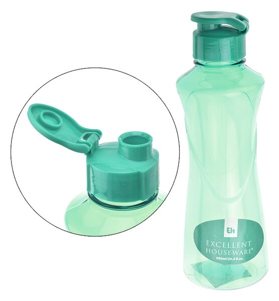 Excellent Houseware Sportovní lahev na vodu 0,9l s krytem a nápitkem - Zelená