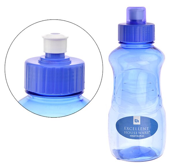 Excellent Houseware Sportovní PET lahev na nápoje 550 ml a tlačítkovým uzávěrem - Modrá
