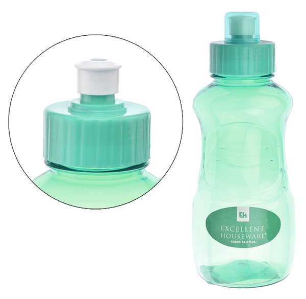 Excellent Houseware Sportovní PET lahev na nápoje 550 ml a tlačítkovým uzávěrem - Zelená