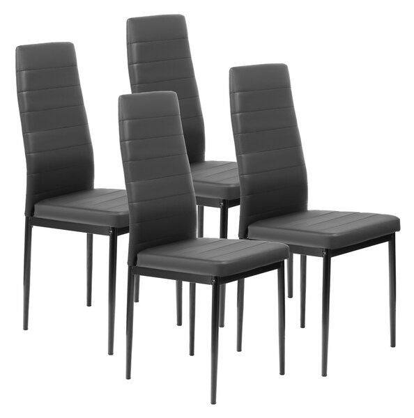 FURNIFY® Sada 4 jídelních židlí HYGGE | Pohodlné židle z umělé kůže do kuchyně a jídelny | Černá barva