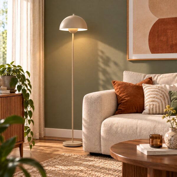 Retro stojací lampa béžová 160 cm - Magnax